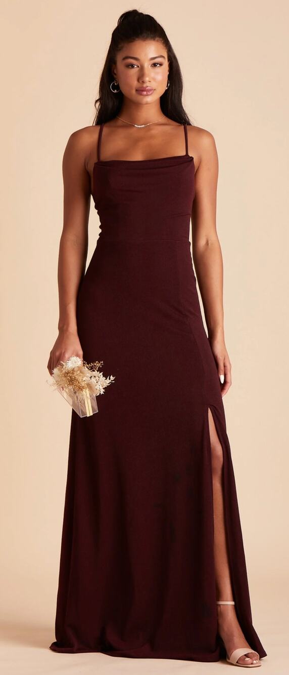 Birdy Grey Ash Formal Dress Crepe Womens Small Cabernet Bridesmaid New Evening